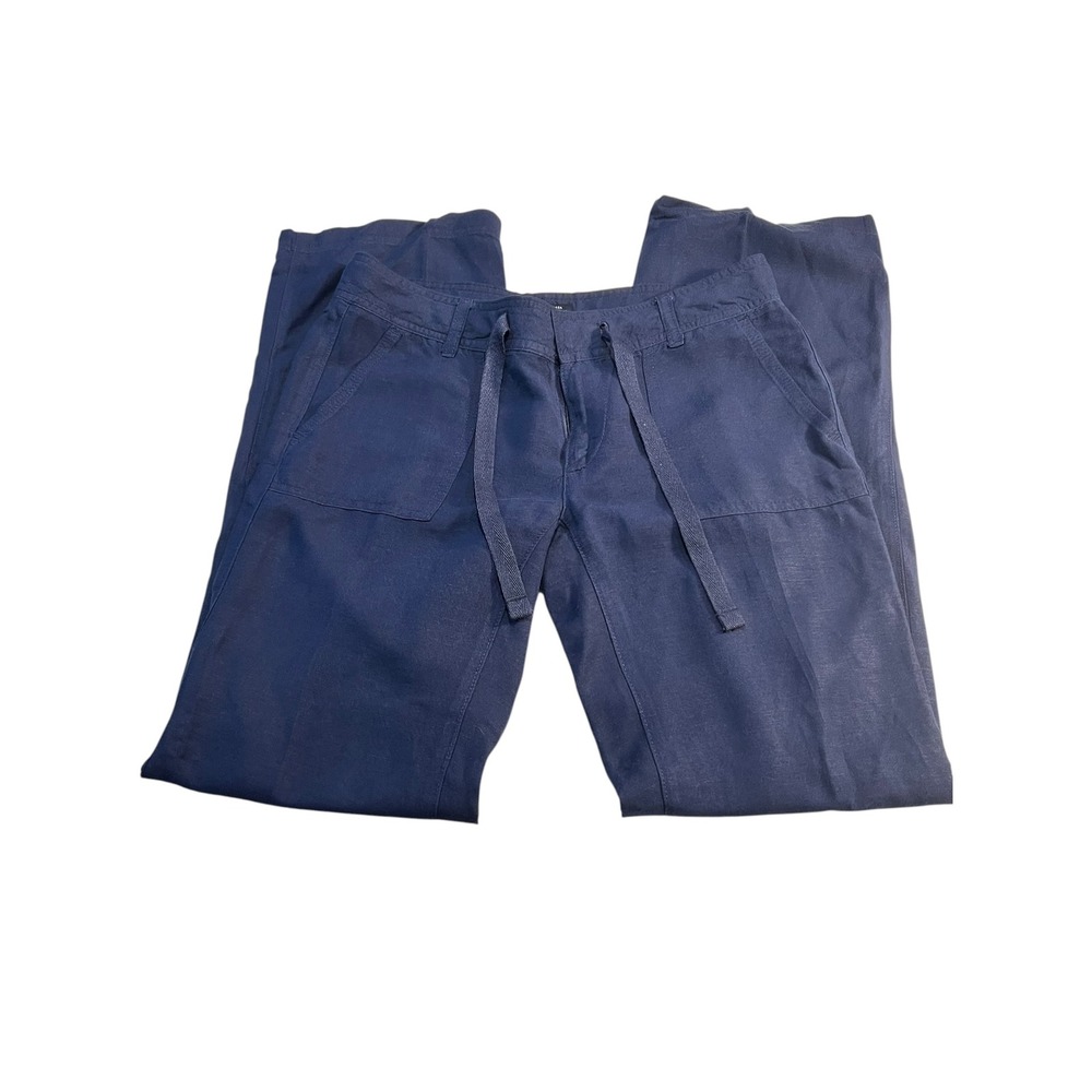 Tommy Hilfiger Navy Linen Drawstring Pants Women's Size 0 Casual Lightweight